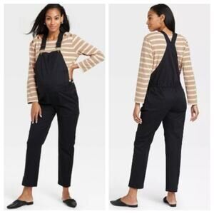 NEW The Nines By Hatch Maternity Overalls Jumpsuit Black Cotton Twill Womens XS